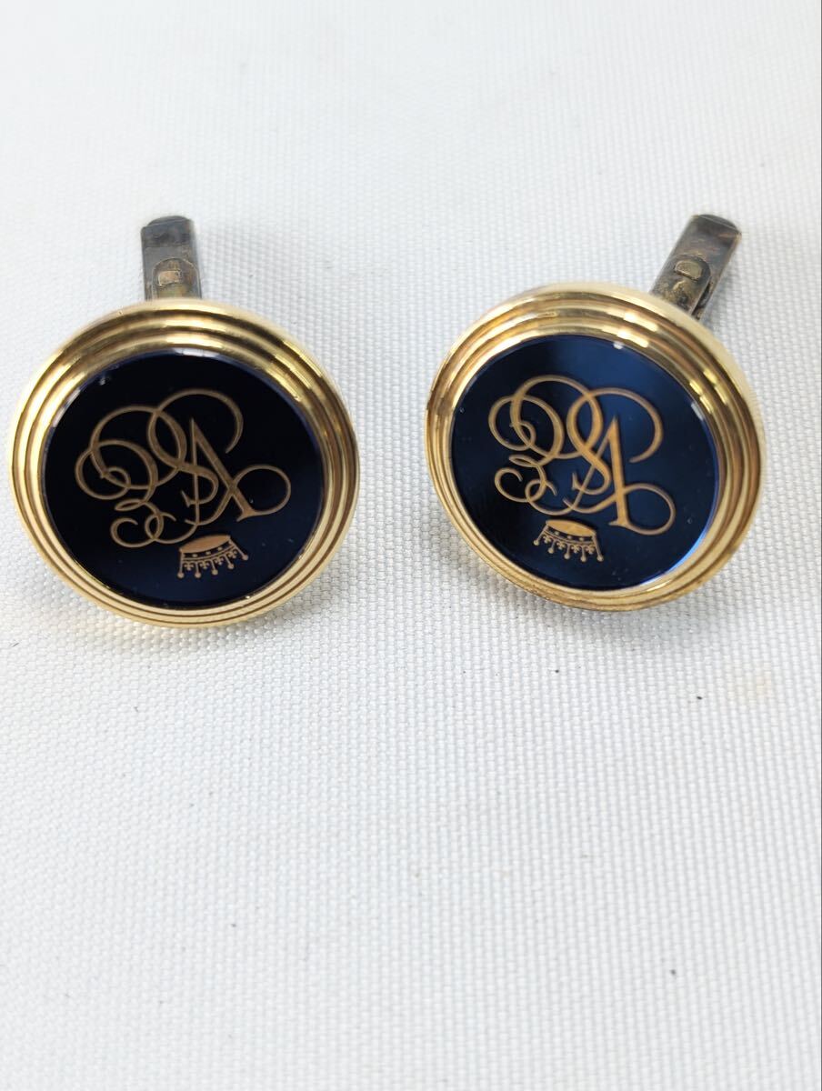 【美品】 オリエント急行 カフスボタン ロゴ ネイビー×ゴールド ORIENT EXPRESS カフリンクス 鉄道グッズ コレクション 管理F59