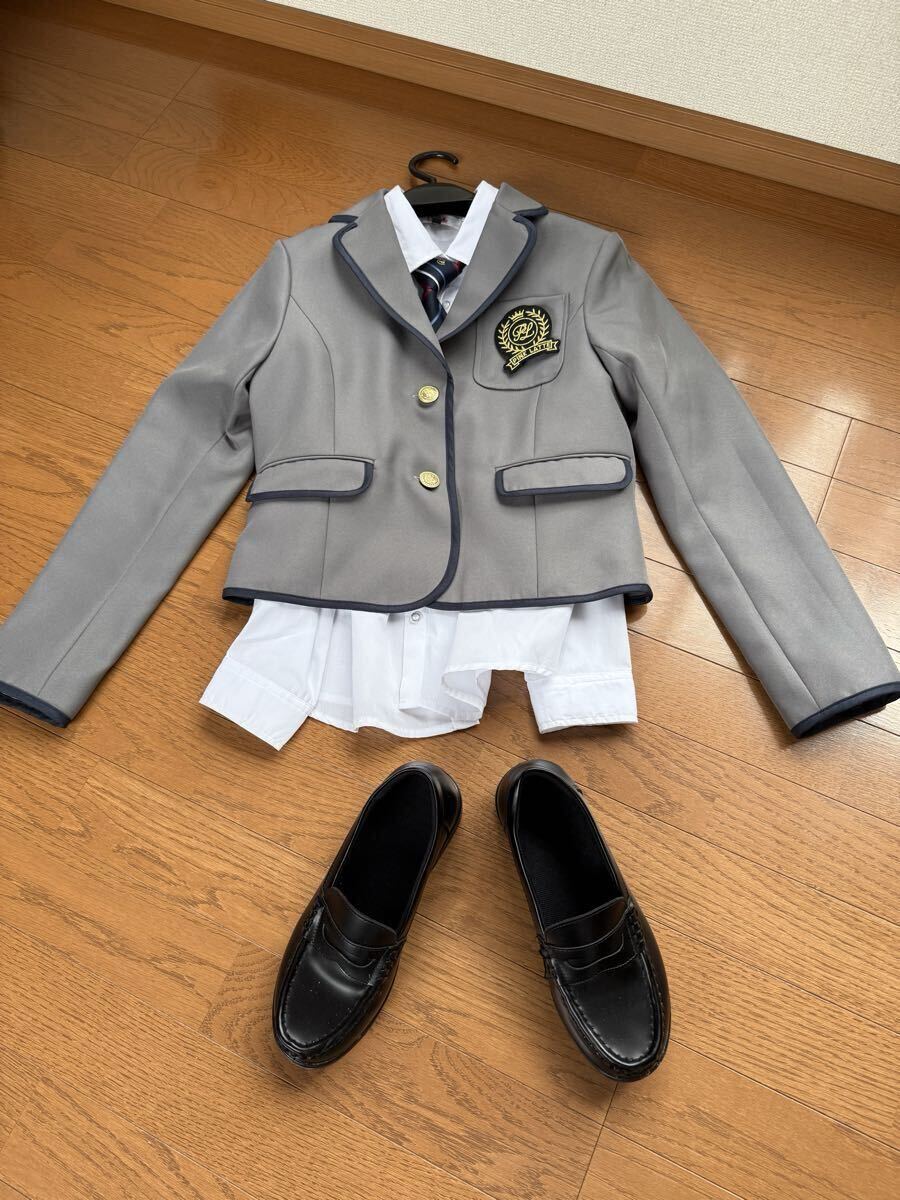 一度着美品ピンクラテ 160卒服ローファ23cm卒業式女の子小学校 ブレザー フォーマル フォーマルスーツ