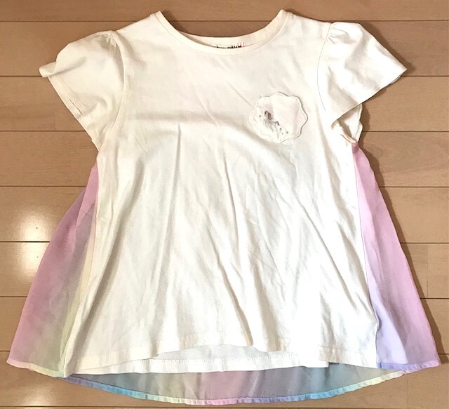 ａｎｙＦＡＭ ＫＩＤＳ エニィファム オンワード 半袖Tシャツ カラー：オフホワイト×レインボー サイズ：１３０㎝