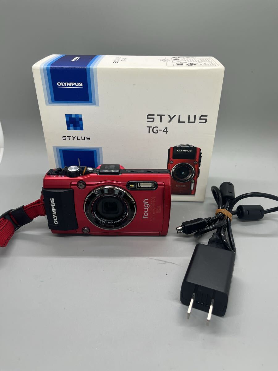 S0491② 1円〜 OLYMPUS オリンパス デジタルカメラ STYLUS TG-4 Tough レッド系