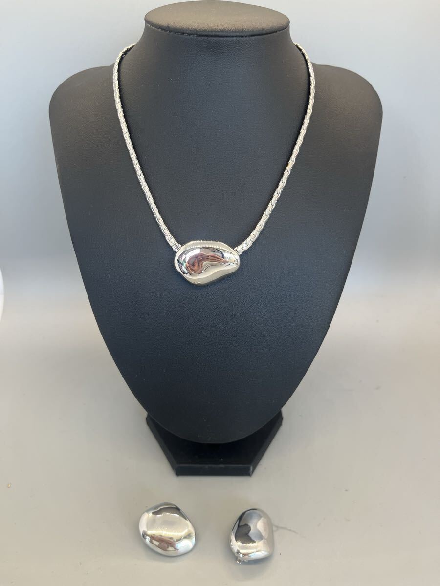 H04112② YSL イブサンローラン 2点セット ネックレス/イヤリング シルバーカラー