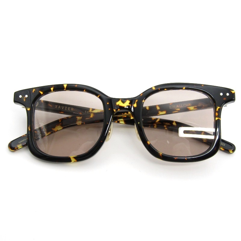 美品 ENALLOID エナロイド サングラス XAVIER SG 日本製 ザビエル ウェリントン 223 Yellow Fragment 54000672