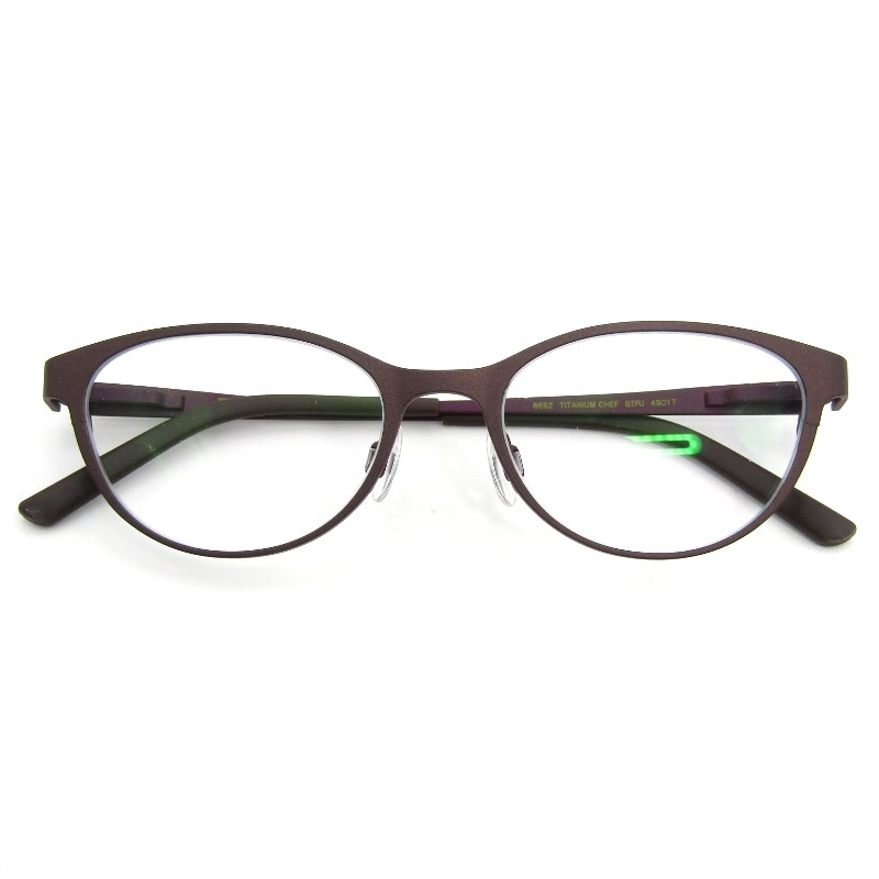 美品 BEVEL ベベル メガネフレーム 8682 日本製 TITAMIUM CHEF チタニウム シェフ キャットアイ GTPU Granite/Purple 54000673