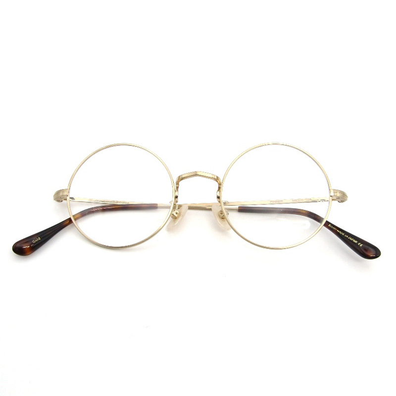 未使用 OLIVER GOLDSMITH オリバーゴールドスミス メガネフレーム PINNER 日本製 ピナー ラウンド Gold 54000727