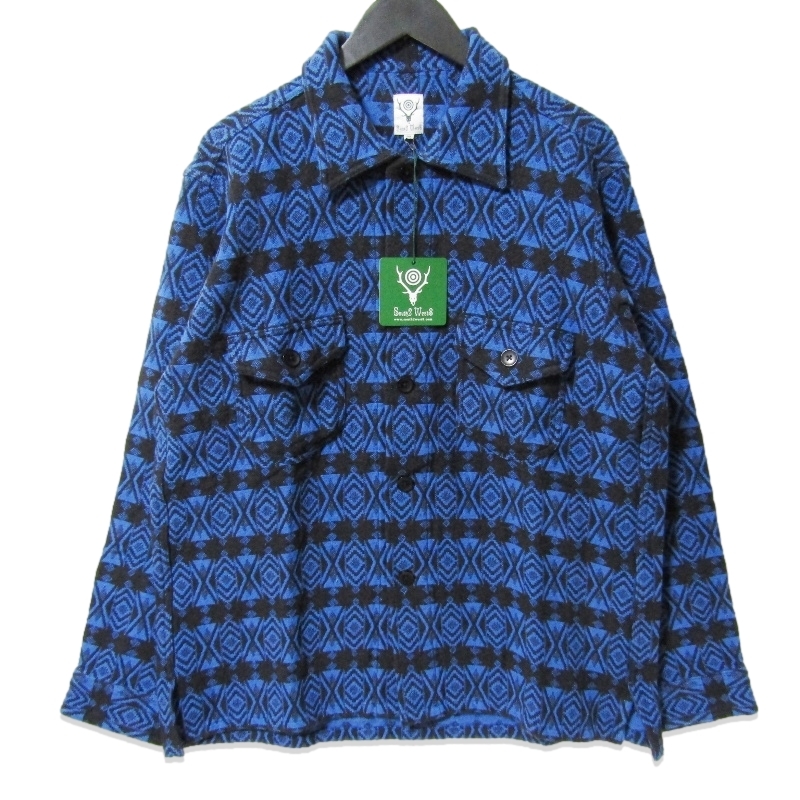 未使用 South2 West8 サウスツーウエストエイト シャツジャケット NS787 23AW Smokey Shirt Cotton Dobby Native ブルー M 27113353
