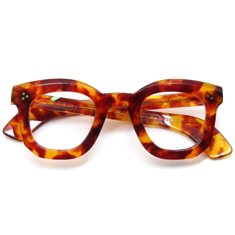 美品 MAX PITTION マックスピティオン メガネフレーム POLI 44 MXPL-002D 度入り 日本製 ポリ スクエア 再復刻 Blond Tortoise 61005341