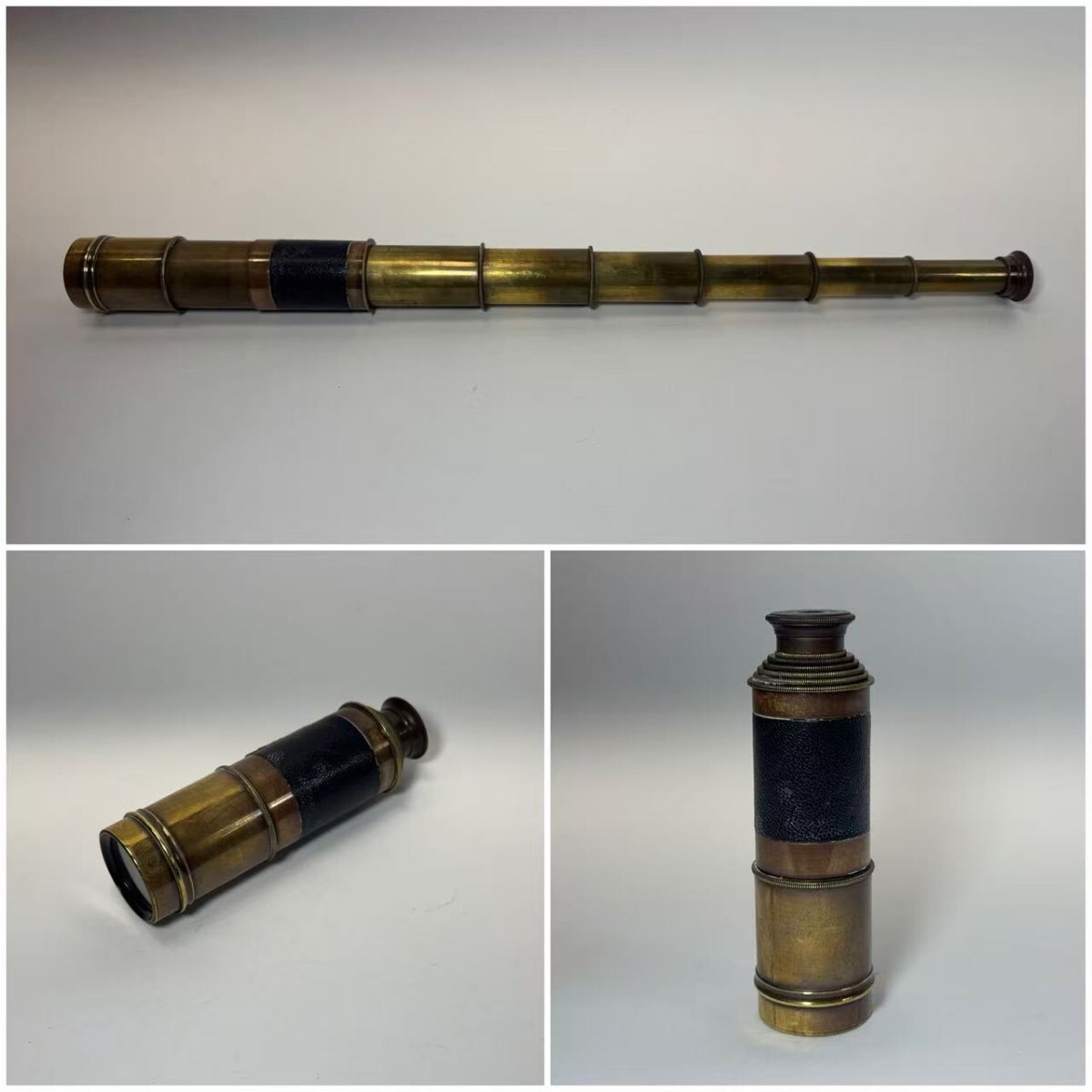AS632　アンティーク　単眼鏡　望遠鏡　置物　時代物　伸縮真鍮製　ヴィンテージ　現状品　全長45cm