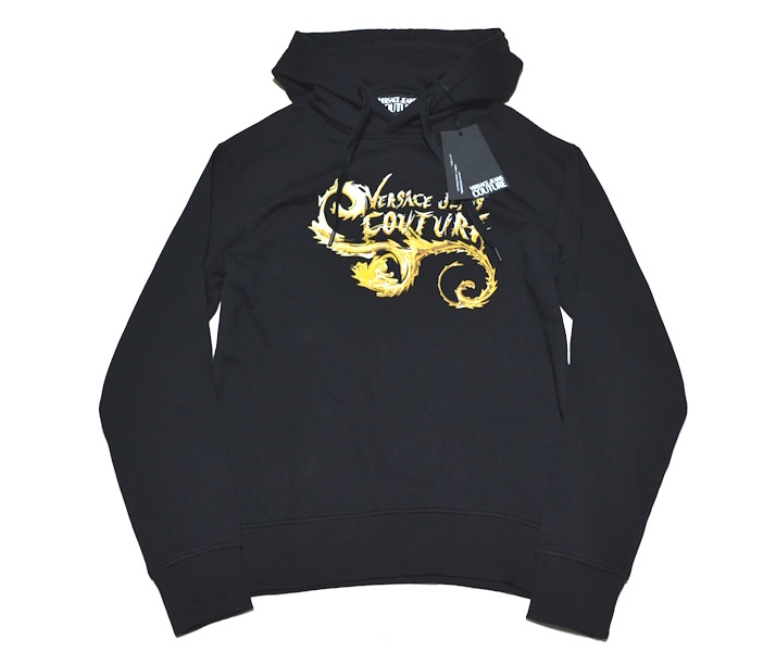 【新品】人気のXLサイズ Versace Jeans Couture ヴェルサーチ ジーンズクチュール 高級ロゴ柄パーカー トルコ製 紙タグ付き 10046