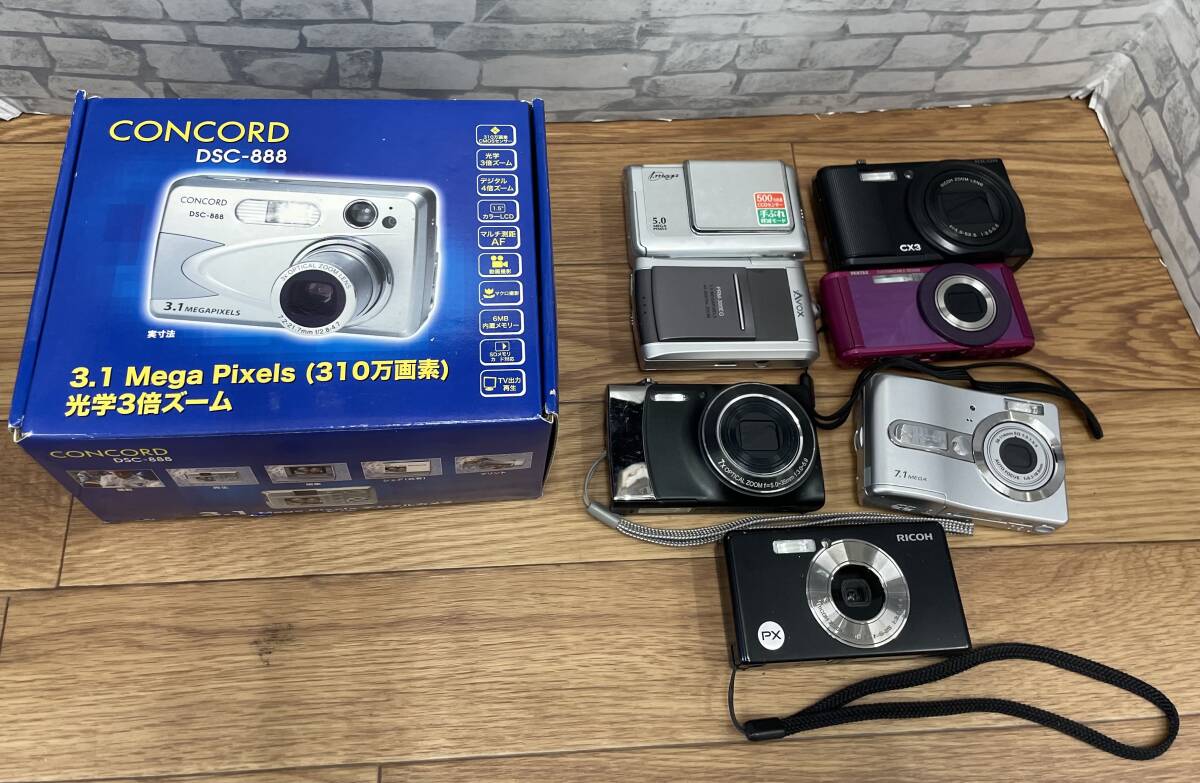 【came3k.0412R】☆１円スタート　動作未確認　デジカメまとめ　CONCORD　PENTAX　RICOH　Xacti HITACHI i.mega AVOX等　ジャンクカメラ☆