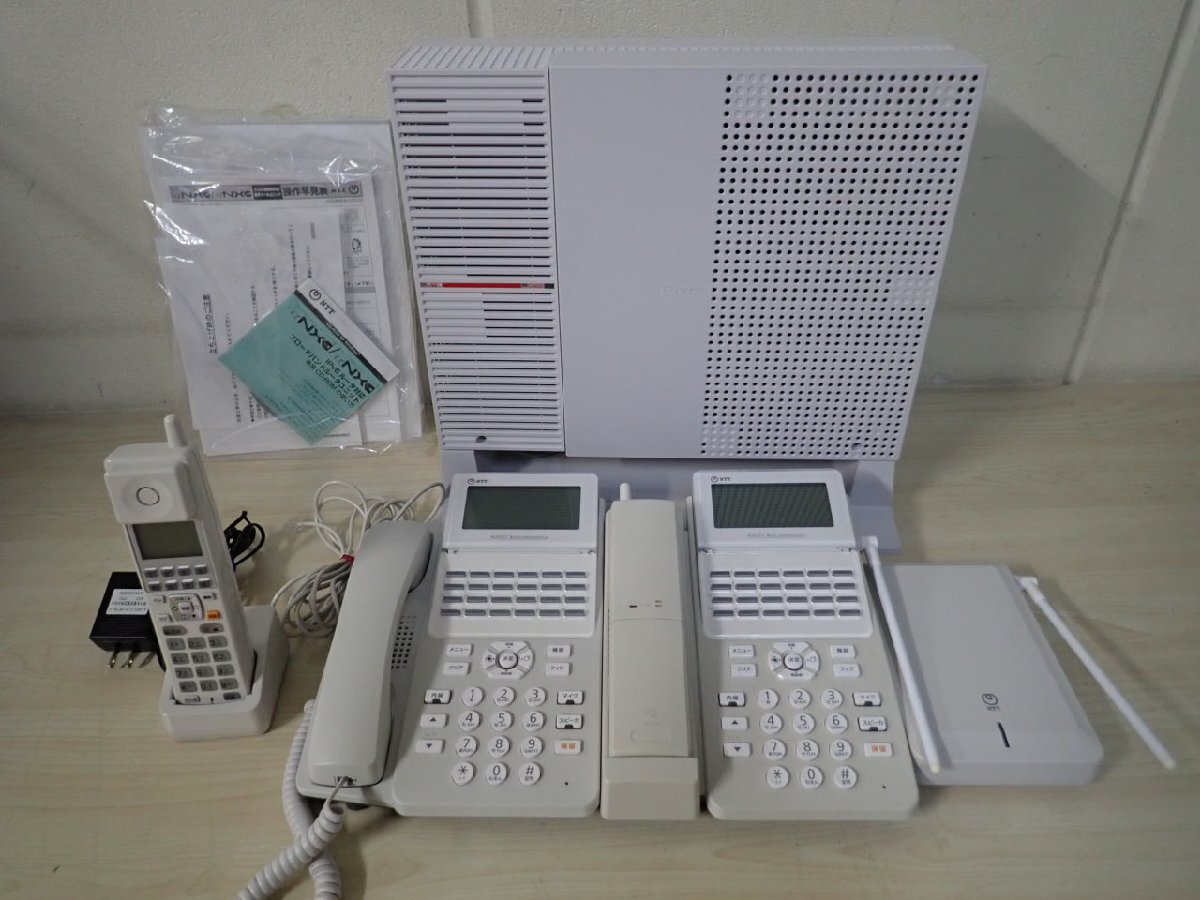 NTT スマートネットコミュニティ αN1 主装置 N1S-ME typeS 電話機2台 コードレス DECTアンテナ付 初期化済 ビジネスフォン(@1808)