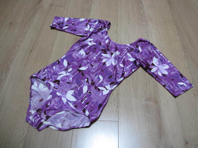 【即決価格 送料込み】チャコット(Chacott) 五分袖パンチ付レオタード Ｌ パープル系 スナップ/ホック/クロッチ 体操/新体操 美品