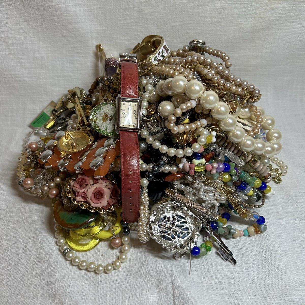 【約2.2キロ】Dior Felli Follie など イミテーション まとめ シルバー アクセサリー ネックレス ブローチ イヤリング カフス パール