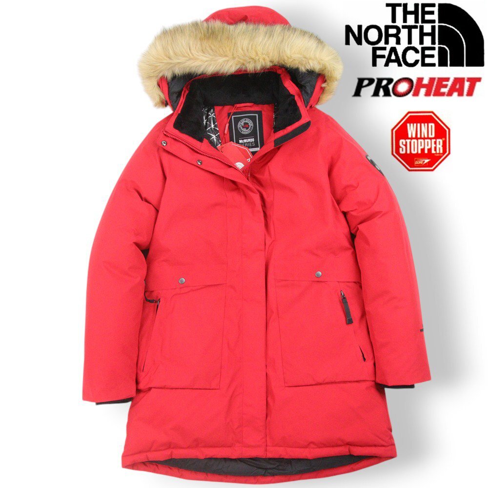 新品タグ付き ノースフェイス NC1DJ30A ゴアテックス WINDSTOPPER PROHEAT マクマード ダウンコート 赤 L/100【参考価格￥63,000-】