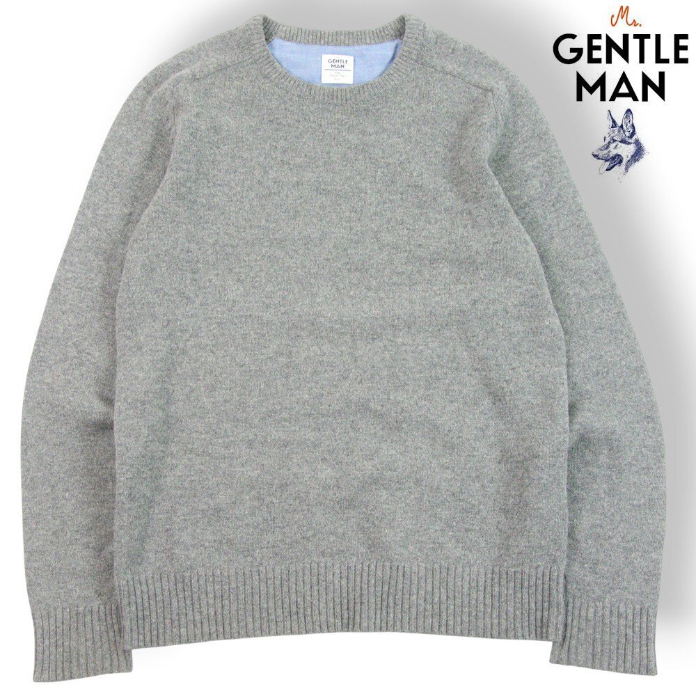 極美品 MISTER GENTLEMAN ミスタージェントルマン ウール ハイゲージニット クルーネック プルオーバー セーター L【参考価格￥22,000-】