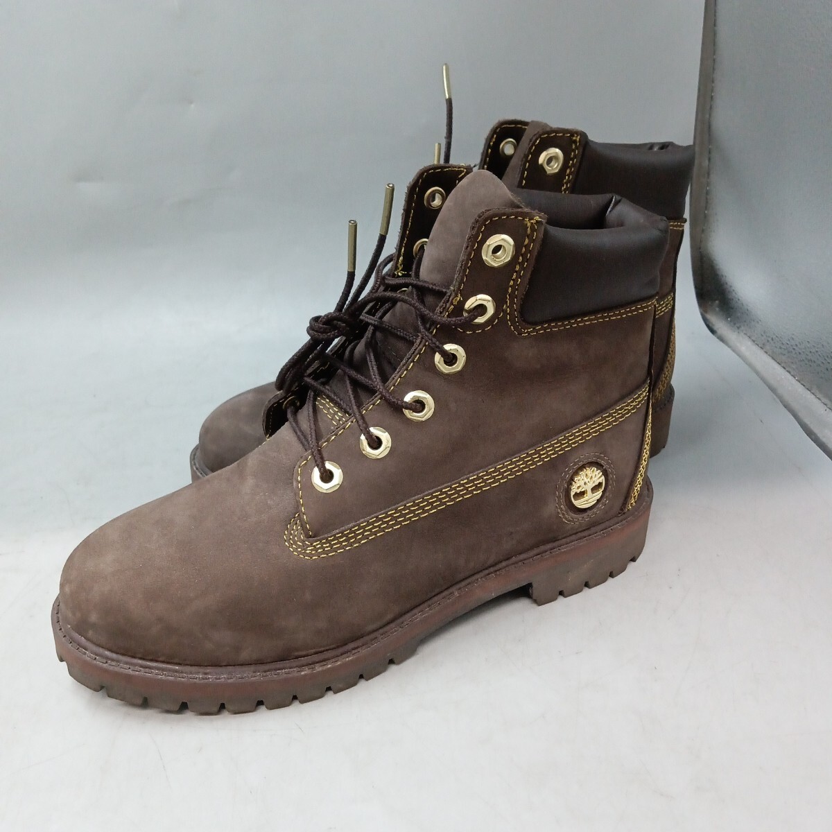 C Timberland ティンバーランド ブーツ 27940M レースアップ ブラウン 金ロゴ 24cm