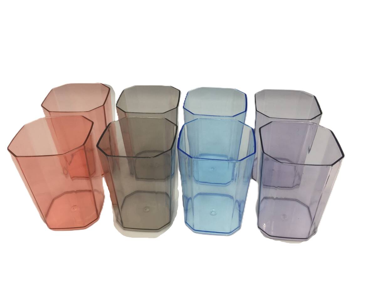 【在庫処分】コップ カラフル プラスチックカップ 8個セット（4色×各2）高さ10cm 小物入れ ペン立て 多用途 まとめ売り