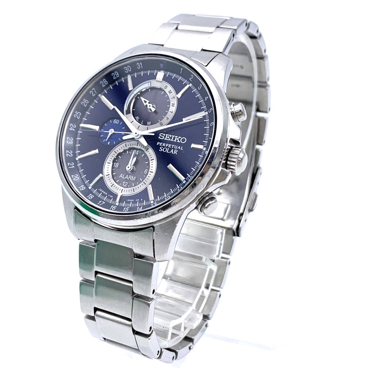 AY3495■【動作未確認】SEIKO V198-0AC0 時計 メンズ パーペチュアル ソーラー クロノグラフ 売り切り 現状品 1円スタート