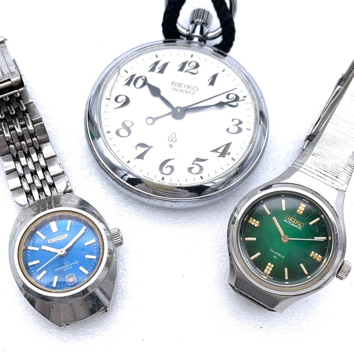 AY3450■【動作未確認】SEIKO セイコー CITIZEN シチズン 時計 3点 まとめ セット 懐中時計 売り切り ヴィンテージ 現状品 1円スタート