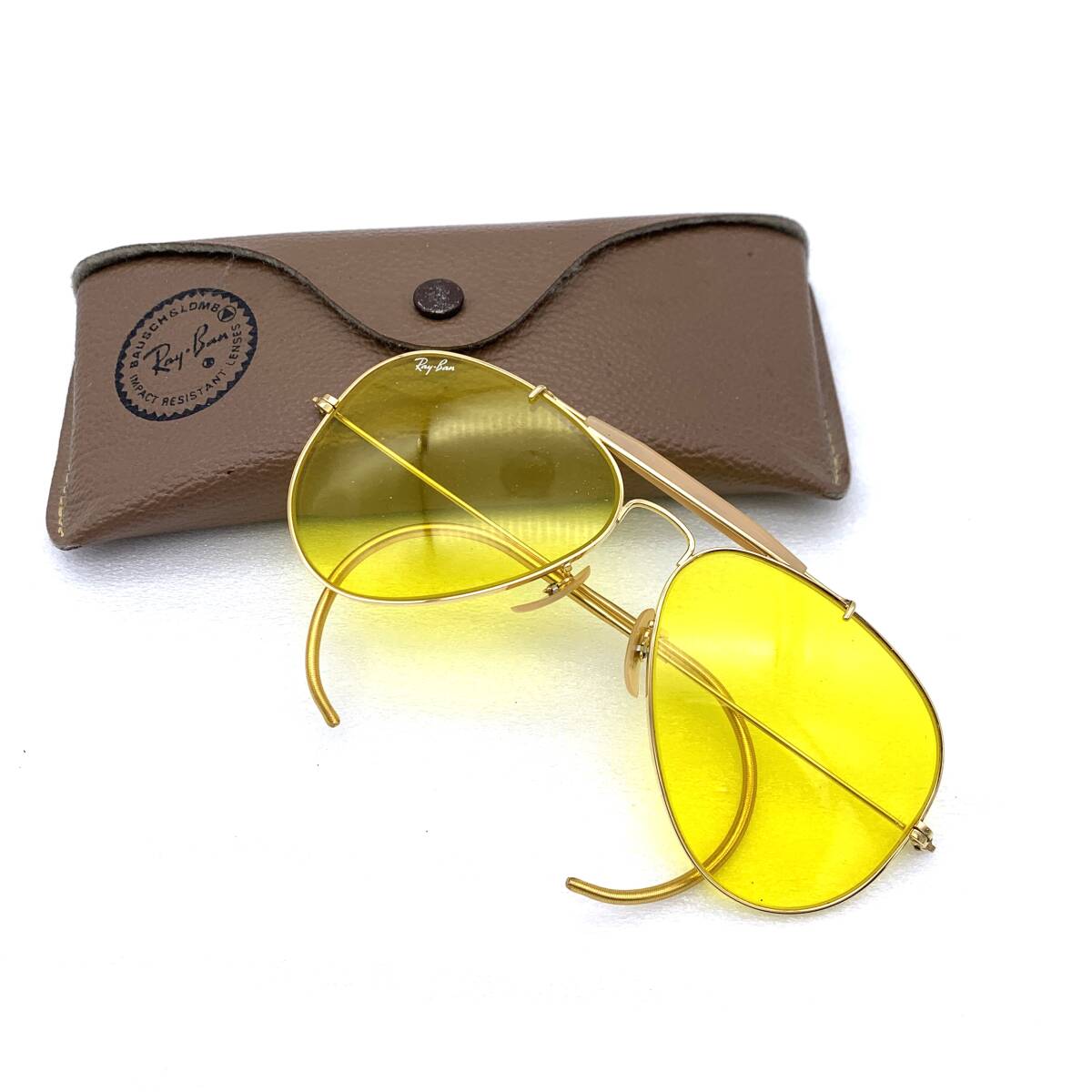 TY3133■RayBan レイバン サングラス アウトドアーズマン B&L イエロー ゴールド色 ケース有り USA ヴィンテージ 売り切り 1円スタート