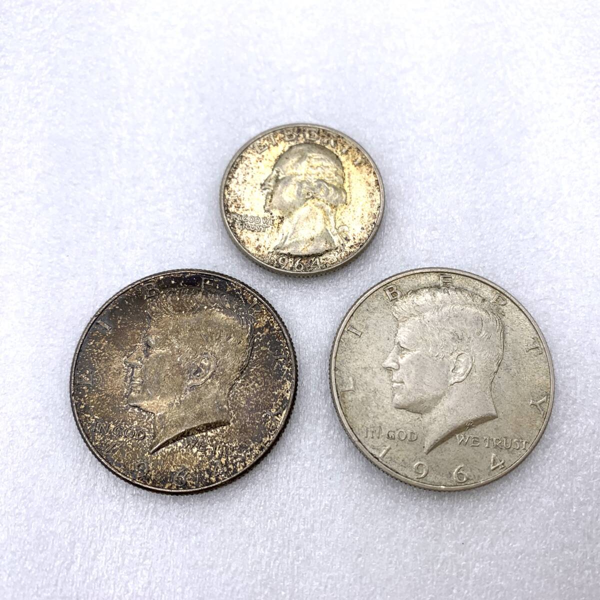 TY3131■【総重量：約30.9g】【銀貨】外貨 3枚 ケネディ・ハーフダラー / ワシントン・クォーター 売り切り 1円スタート