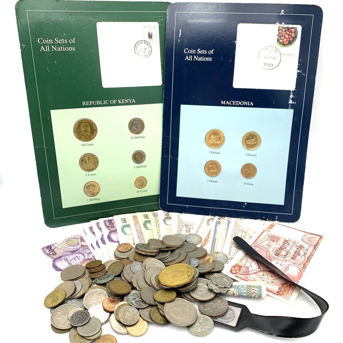TY3137■外貨まとめ 紙幣 コイン Coin Sets of All Nations（世界の国コインセット） マケドニア ケニア 売り切り 1円スタート