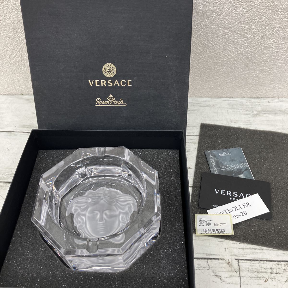 ベルサーチ ヴェルサーチ VERSACE 灰皿 クリスタル ガラス 箱付 喫煙具 小物入れ 【】
