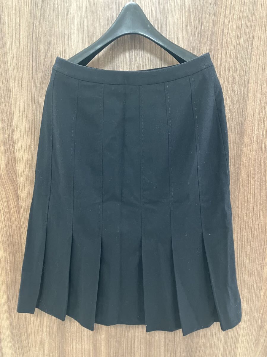 GIVENCHY　ジバンシー　プリーツ　スカート　size38　ウール　ブラック【9417】