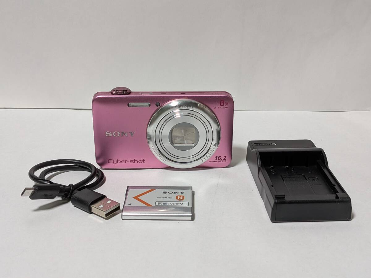 SONY デジタルカメラ Cyber-shot WX60 1620万画素 光学8倍 ピンク DSC-WX60-P、純正バッテリー・充電器付き、基本動作確認済