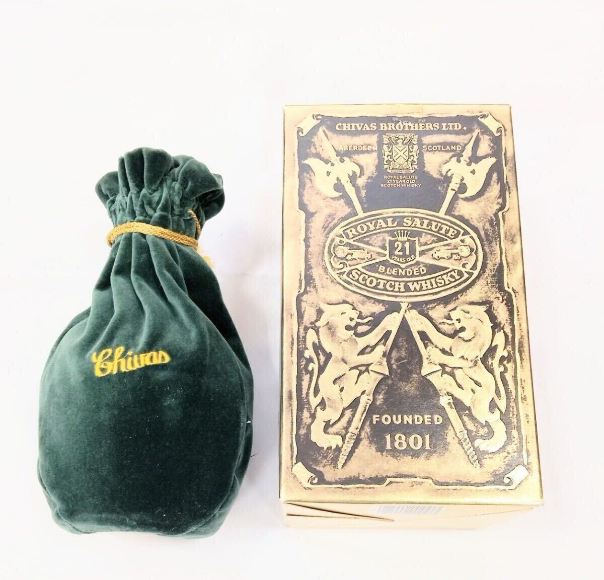 1円スタートロイヤルサルート 21年 スコッチウイスキー 緑陶器 700ml Chivas シーバス・ブラザーズ社 古酒 箱付き 未開栓 0413K③