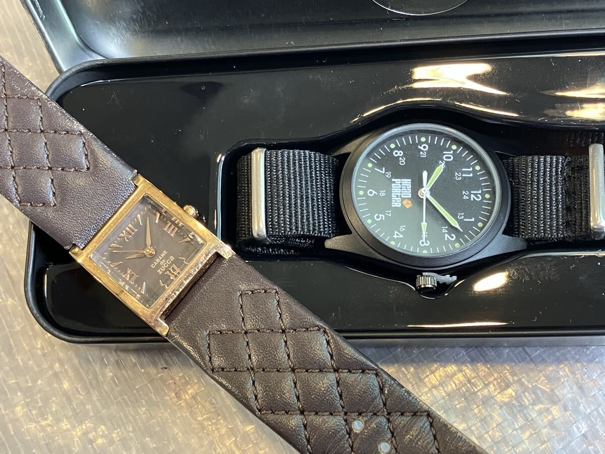 1円スタート 中古 動作未確認 ヘッドポーター ミリタリーウォッチ 未使用品 ブラック CABANEdeZUCCA 使用品 スクエア 腕時計 0410S④