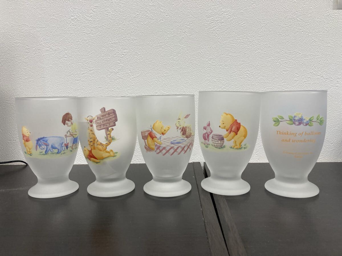 1円スタート 中古品 未使用品 ジュースセット グラス5個セット ディズニー くまのプーさん グラス コップ 三郷陶器(株) No.3415 0417T⑦