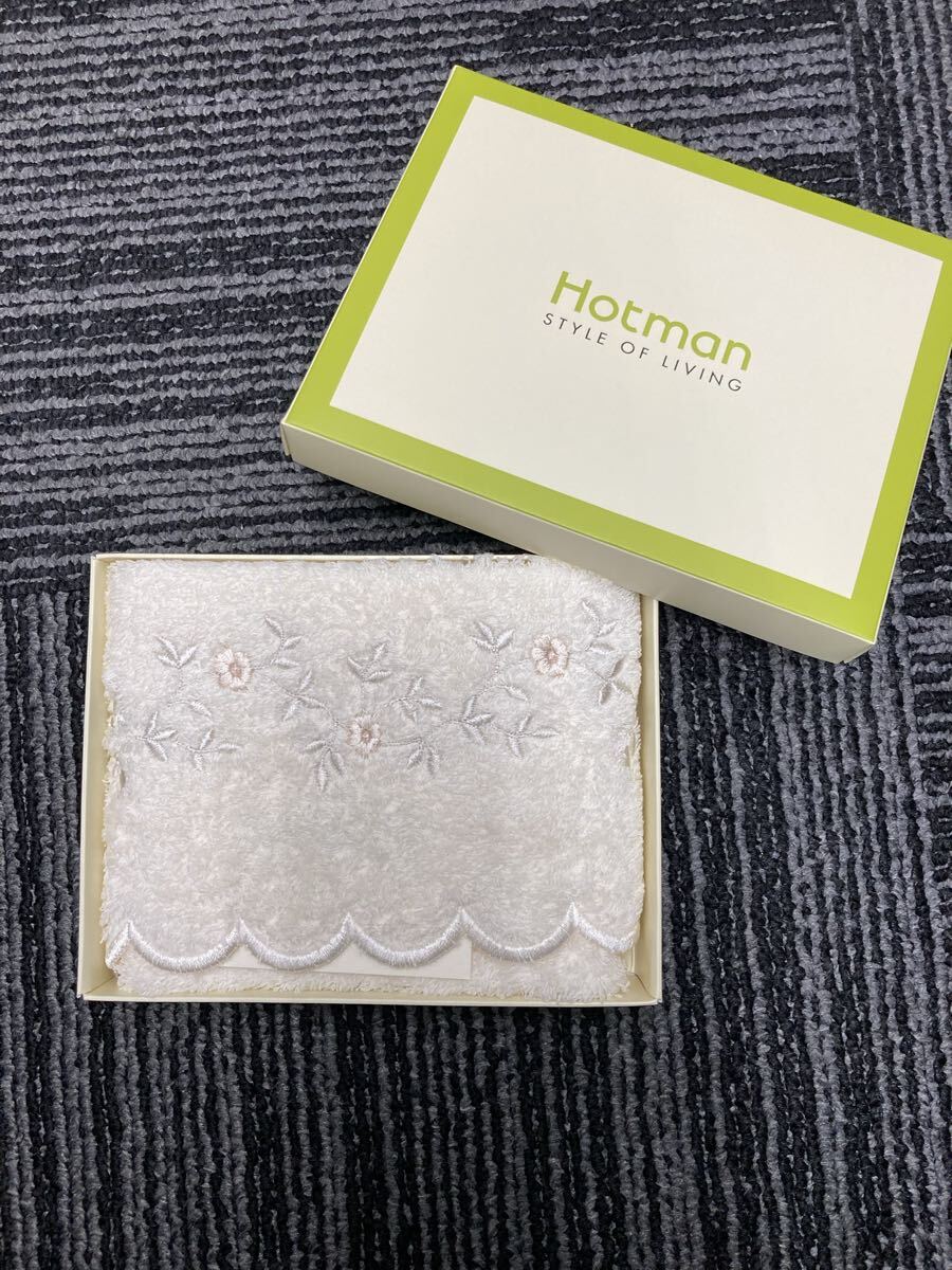 1円スタート 未使用品 ホットマン HOTMAN Hotman ハンドタオル 花柄 綿100 ギフト 縦約43cm 横約29cm 0417T③