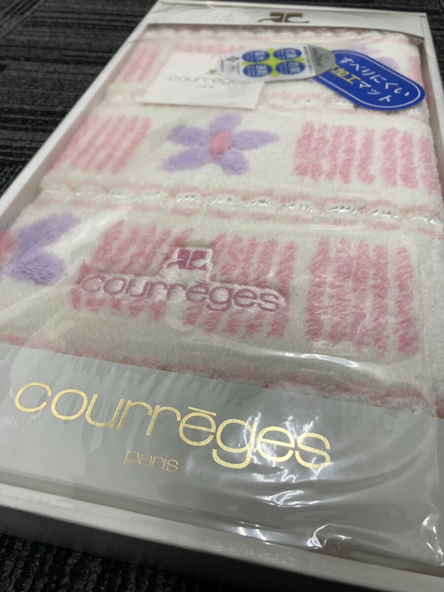 1円スタート 未使用品 courreges クレージュ フィフィーユ 花柄 ピンク サイズ45×70cm アクリル100% センコーインテリア株式会社 0417T④