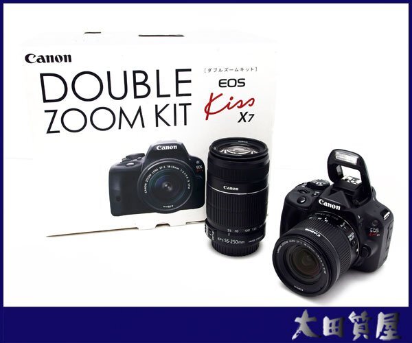 54)Canon/EOS Kiss X7ダブルズームキット/EF-S 18-55mm 1:4-5.6 IS STM/EF-S 55-520mm 1:4-5.6 IS Ⅱ 中古☆ 1円～売切り