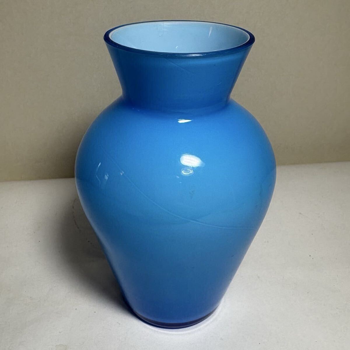 ブルー ガラス 一輪挿し 花瓶 花入 花器 高さ約12.5㎝ フラワーベース オブジェ インテリア 汚れあり 現状品 詳細不明 / ムラーノ ガラス
