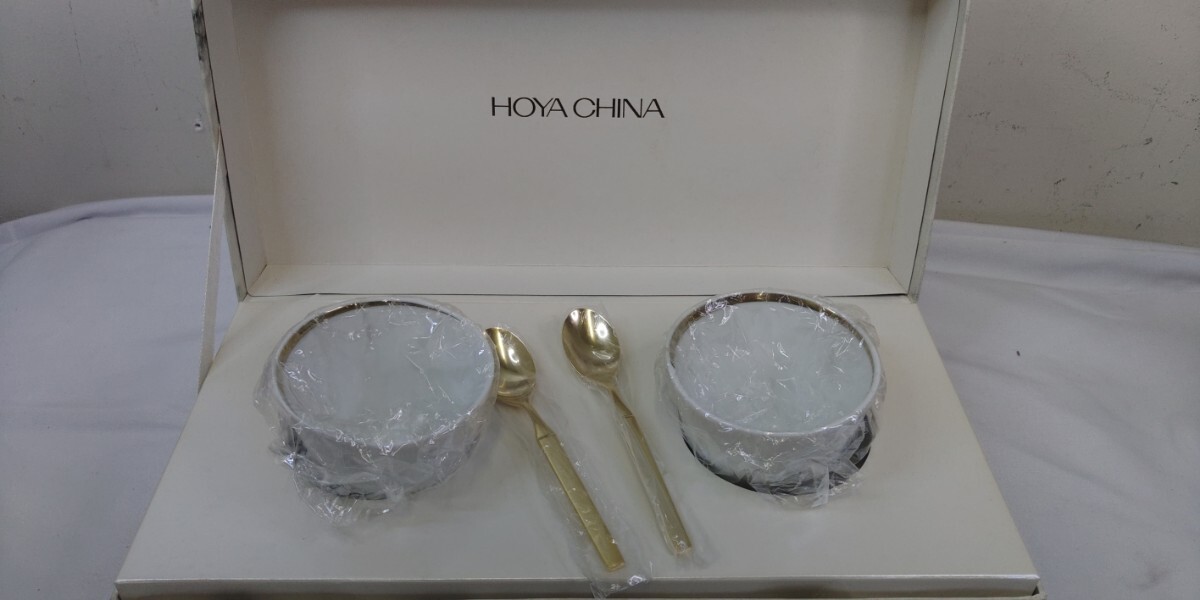 HOYA CHINA ティーカップ　ペア　金加工　ティースプーン　純金メッキ カップ セット 洋食器 金彩