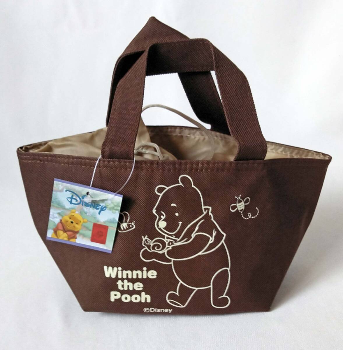 Disney くまのプーさん 新品 巾着 保冷ランチ ミニトートバッグ 弁当箱 ブラウン