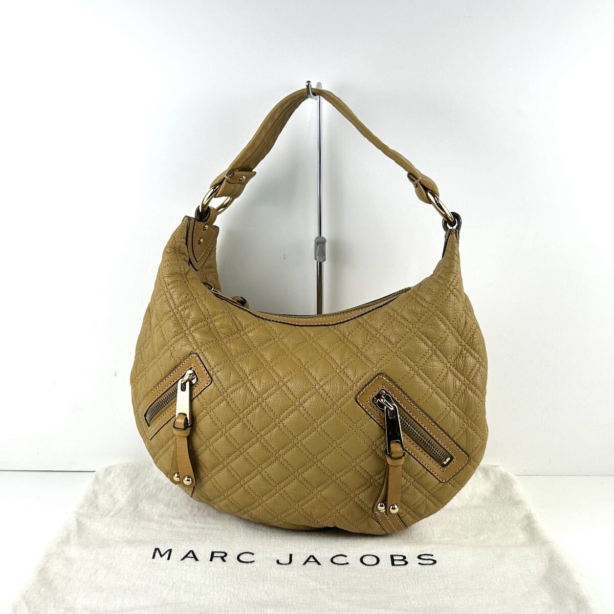 【STK5502】MARC JACOBS マークジェイコブス バッグ ハンドバッグ キルティング ブラウン レザー ゴールド金具 手持ち鞄 袋付