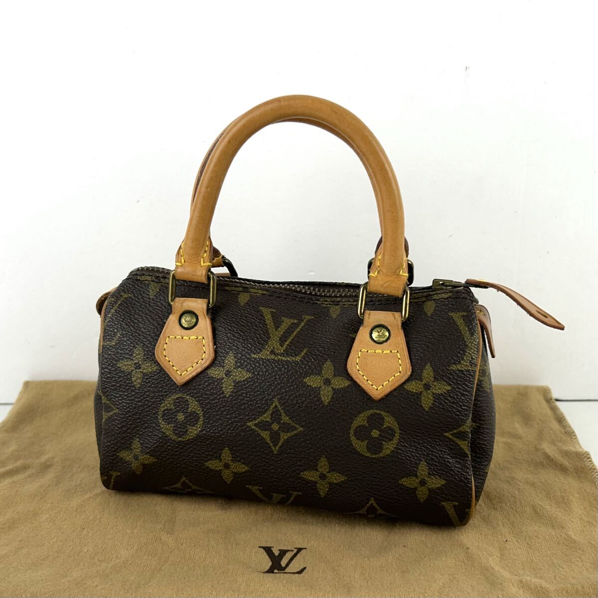 【STK5504】LOUIS VUITTON ルイヴィトン バッグ ハンドバッグ ミニスピーディ M41534 モノグラム ブラウン レザー 手持ち鞄 袋付