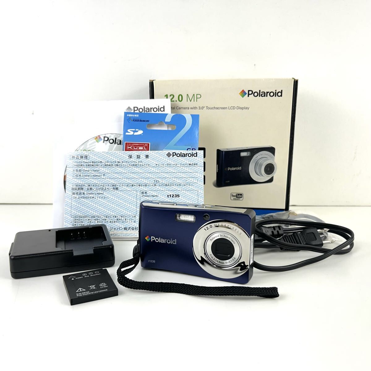【SY543】通電OK Polaroid ポラロイド カメラ デジタルカメラ f1235 Polaroid 3x Zoom Lens f=6.3-18.9mm F=3.1-5.6 付属品 保証書 箱付