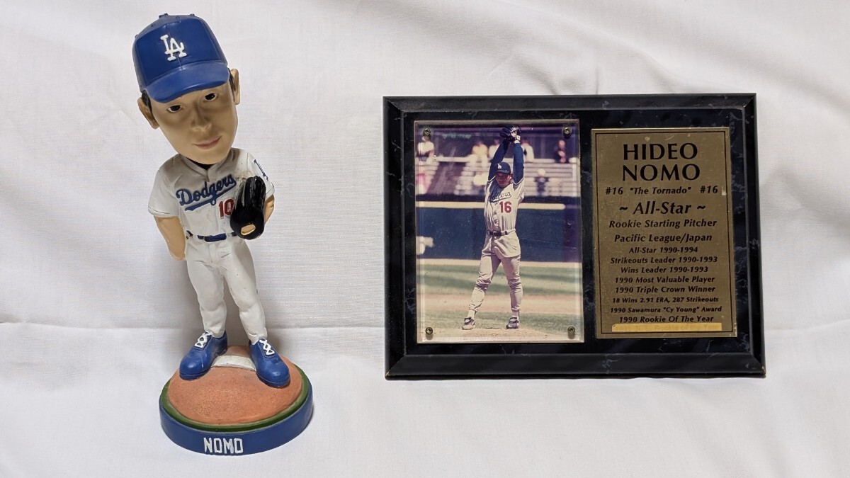 激レア!　野茂英雄 ボブルヘッド人形 & 記念プラークセット ドジャース ロサンゼルス MLB 球場配布 フィギュア　LA　Dodgers