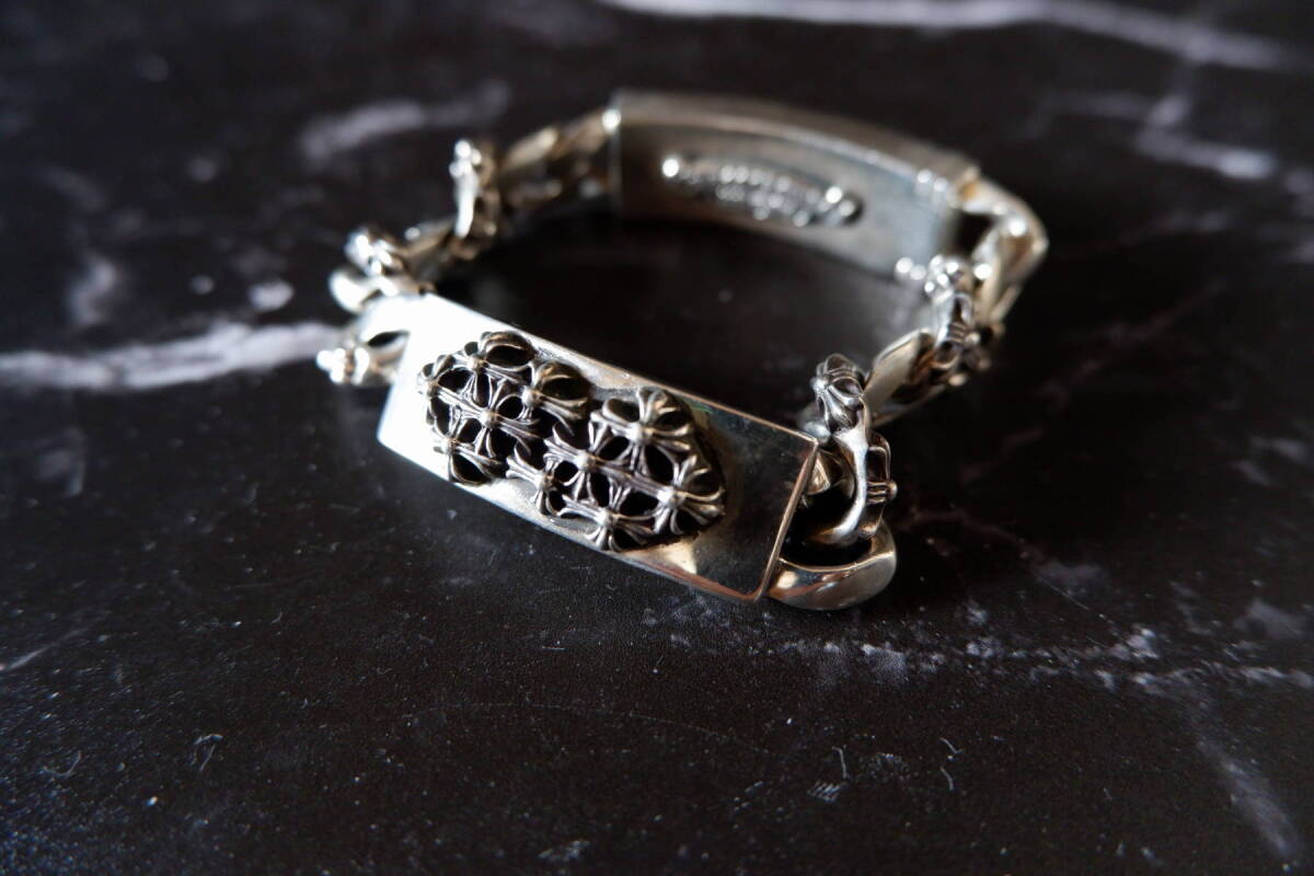 【CHROME HEARTS】ダブルIDブレスレット　セメタリークロス＆ダガーハート　ファンシーチェーン　クロムハーツ　シルバーアクセサリー