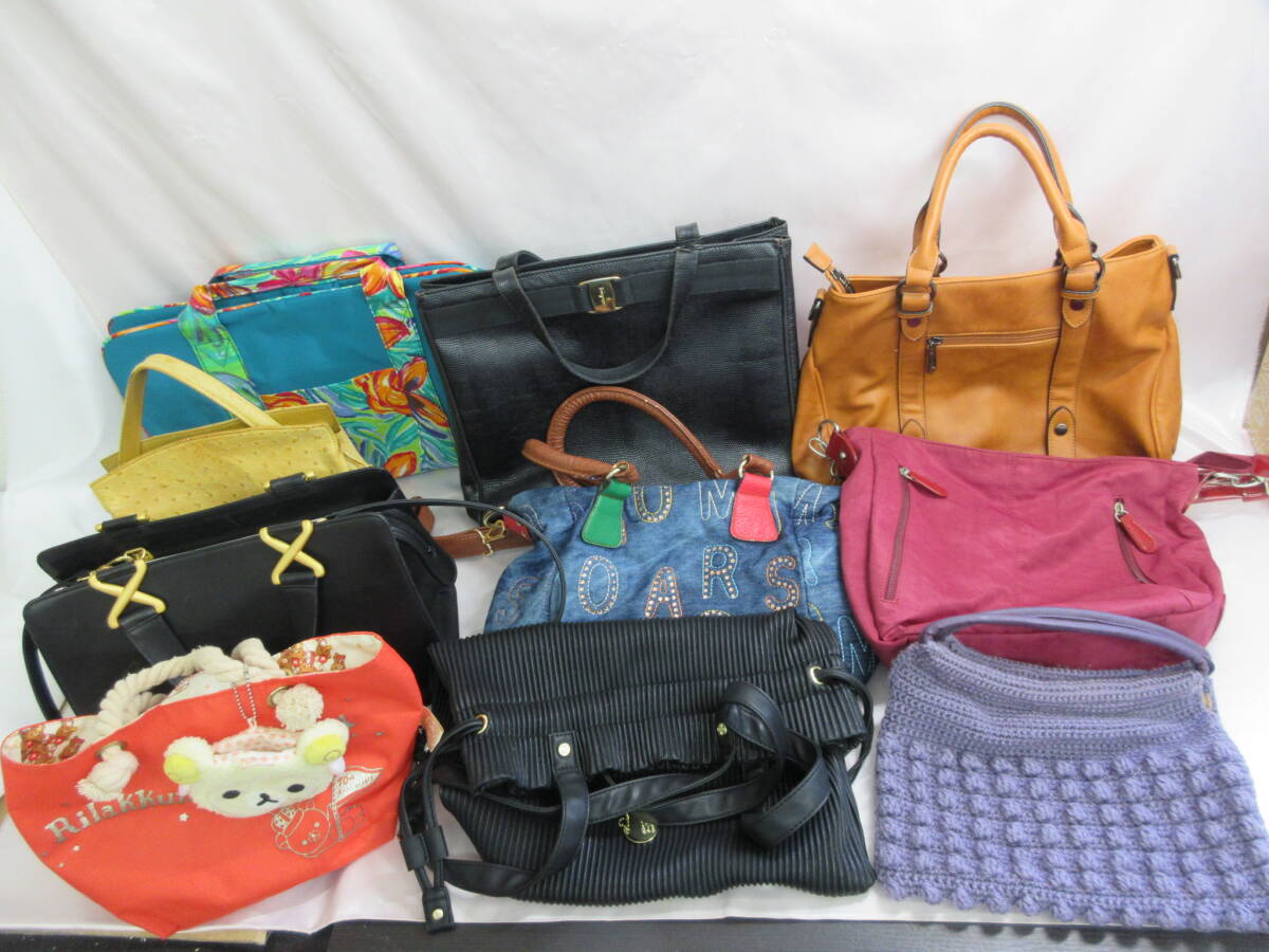 (4-2)フェラガモ 型押しレザー (取っ手部分破損有)/ミッシェルクラン 他 10点 トートバッグ/ハンドバッグ/ショルダーバッグ まとめ