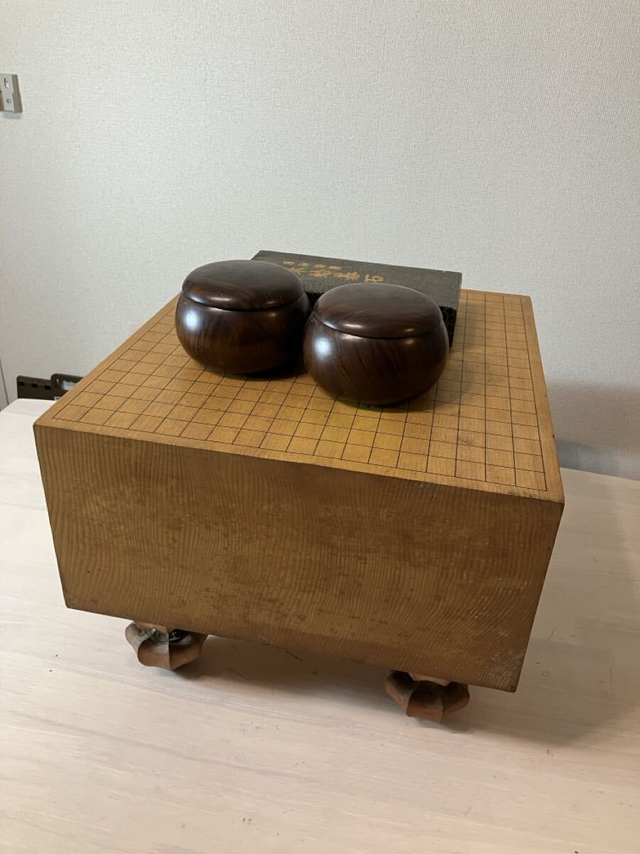 碁盤　柾目？　脚付　厚さ20cm 囲碁盤 碁石