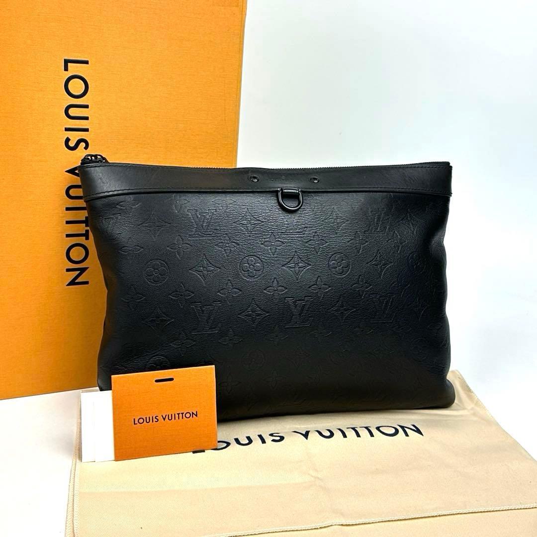 【極美品】LOUIS VUITTON ルイヴィトン モノグラムシャドウ M62903 ポシェットディスカバリー クラッチバッグ セカンドバッグ 男女兼用 黒