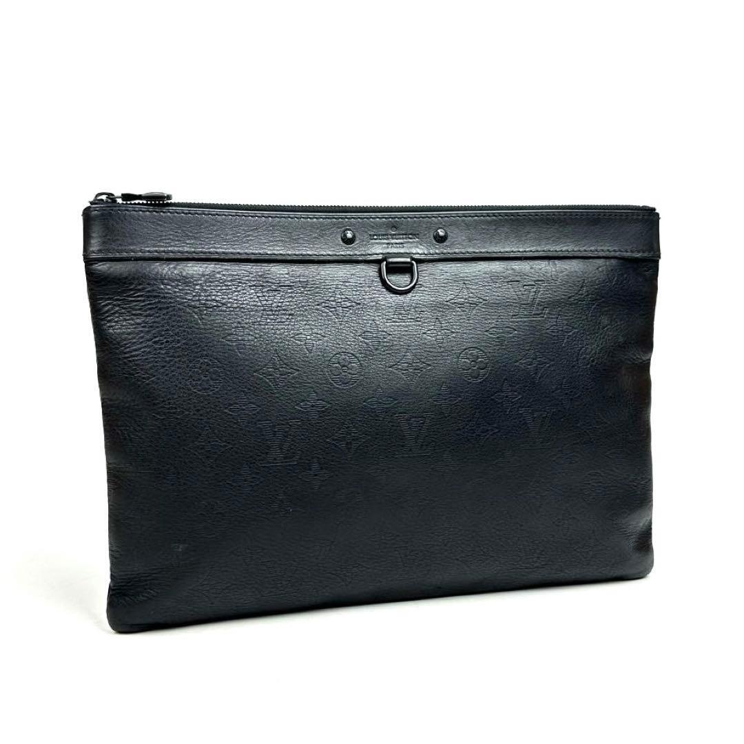 【美品】LOUIS VUITTON ルイヴィトン モノグラムシャドウ ポシェットディスカバリー クラッチバッグ セカンドバッグ M62903 レザー 黒 人気