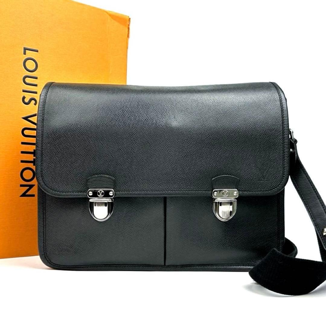 【美品】LOUIS VUITTON ルイヴィトン タイガ アレクセイ アルドワーズ M32472 ショルダーバッグ メッセンジャー ビジネスバッグ レザー 黒