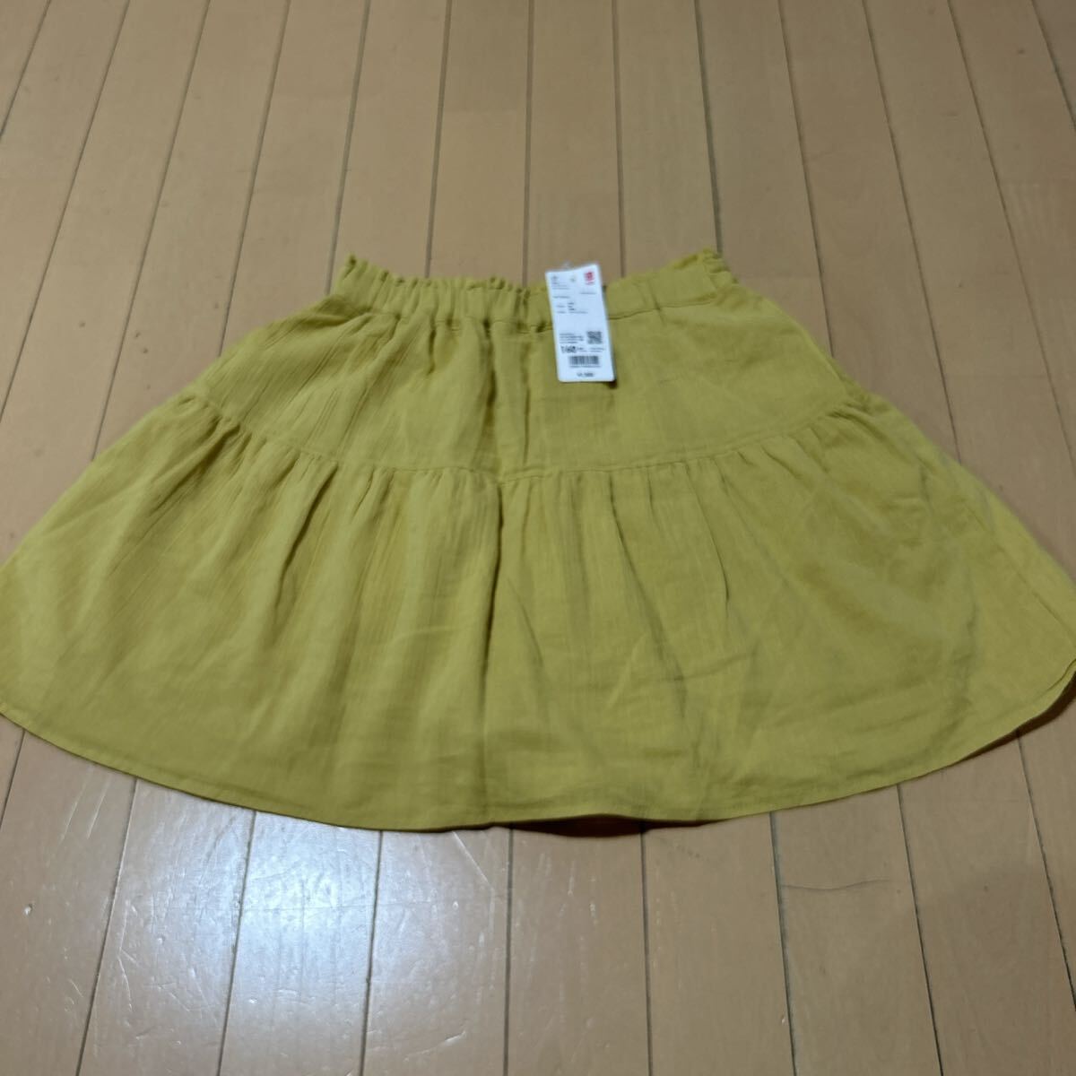 新品未使用ユニクロUNIQLOティアードミニスカート160イエロー 女の子 キッズ イエロー