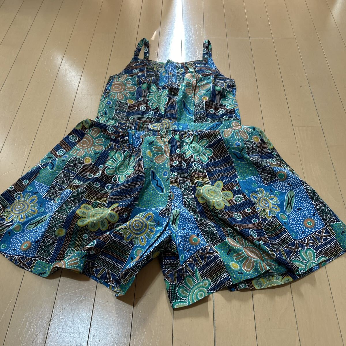 新品未使用オンワード ramowear Mサイズ 柄オールインワン 昭和レトロ