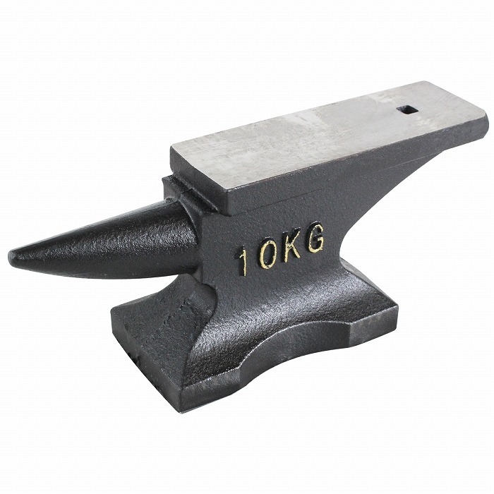 10kg アンビル 作業台 金床 かなとこ ハンマー台 ツノ付 金属加工 ジュエリー レザークラフト 万力 ボルト 固定可 溶接 切断